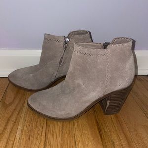 beige chunky heel booties